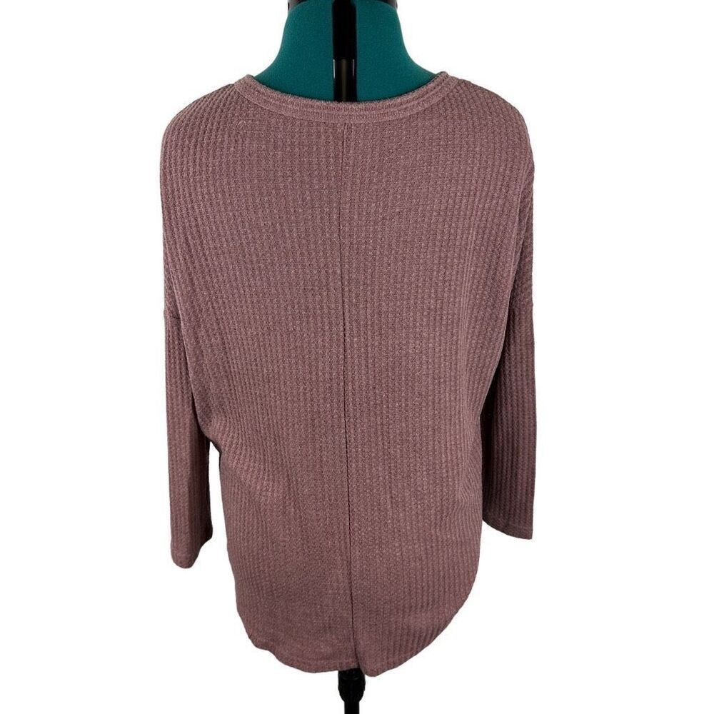 IWOLLENCE Women's Waffle Knit Tunic Blouse Tie Knot Henley Top- Size S - Picture 10 of 11